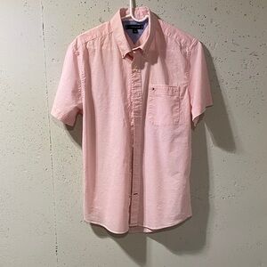 Tommy Hilfiger Men's Light Pink Short-Sleeve Button-Down Shirt